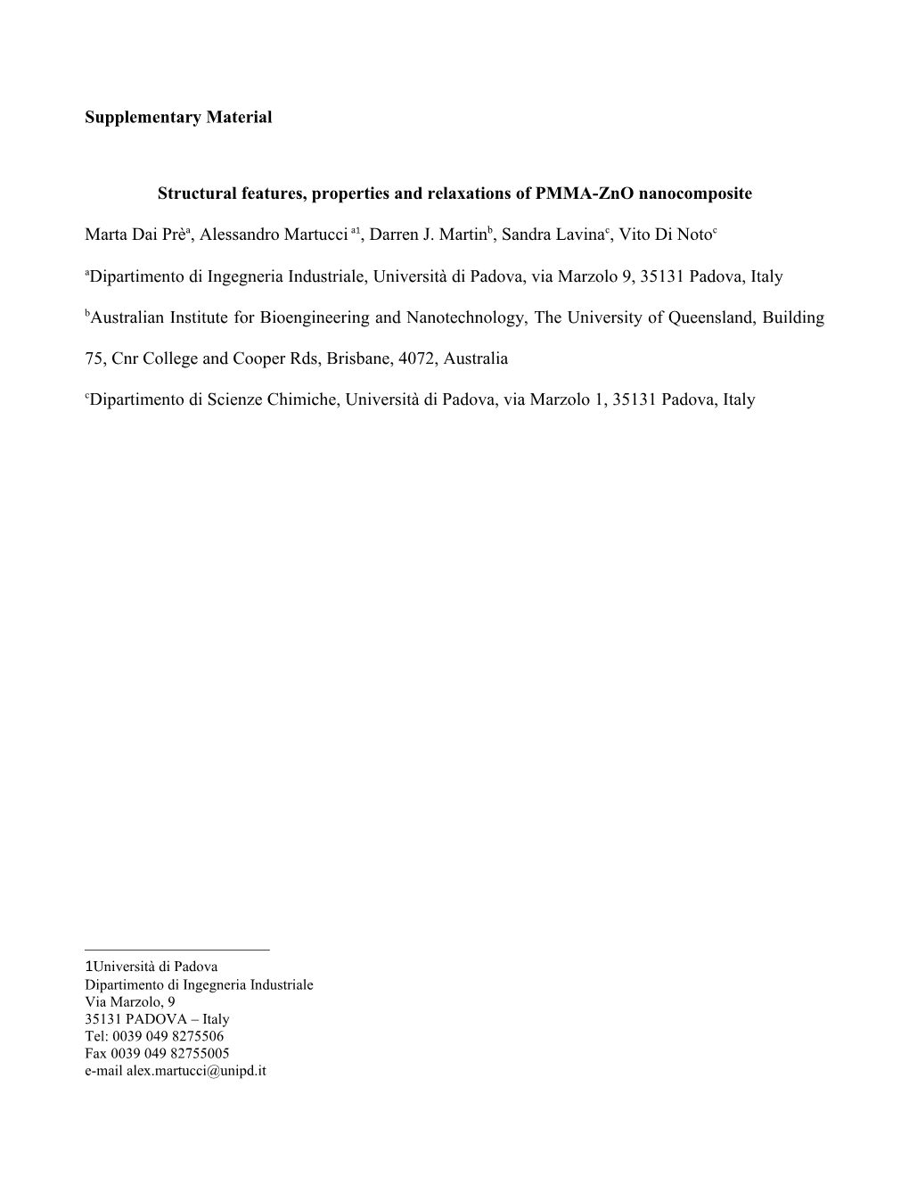 Structural Features, Properties and Relaxations of PMMA-Zno Nanocomposite