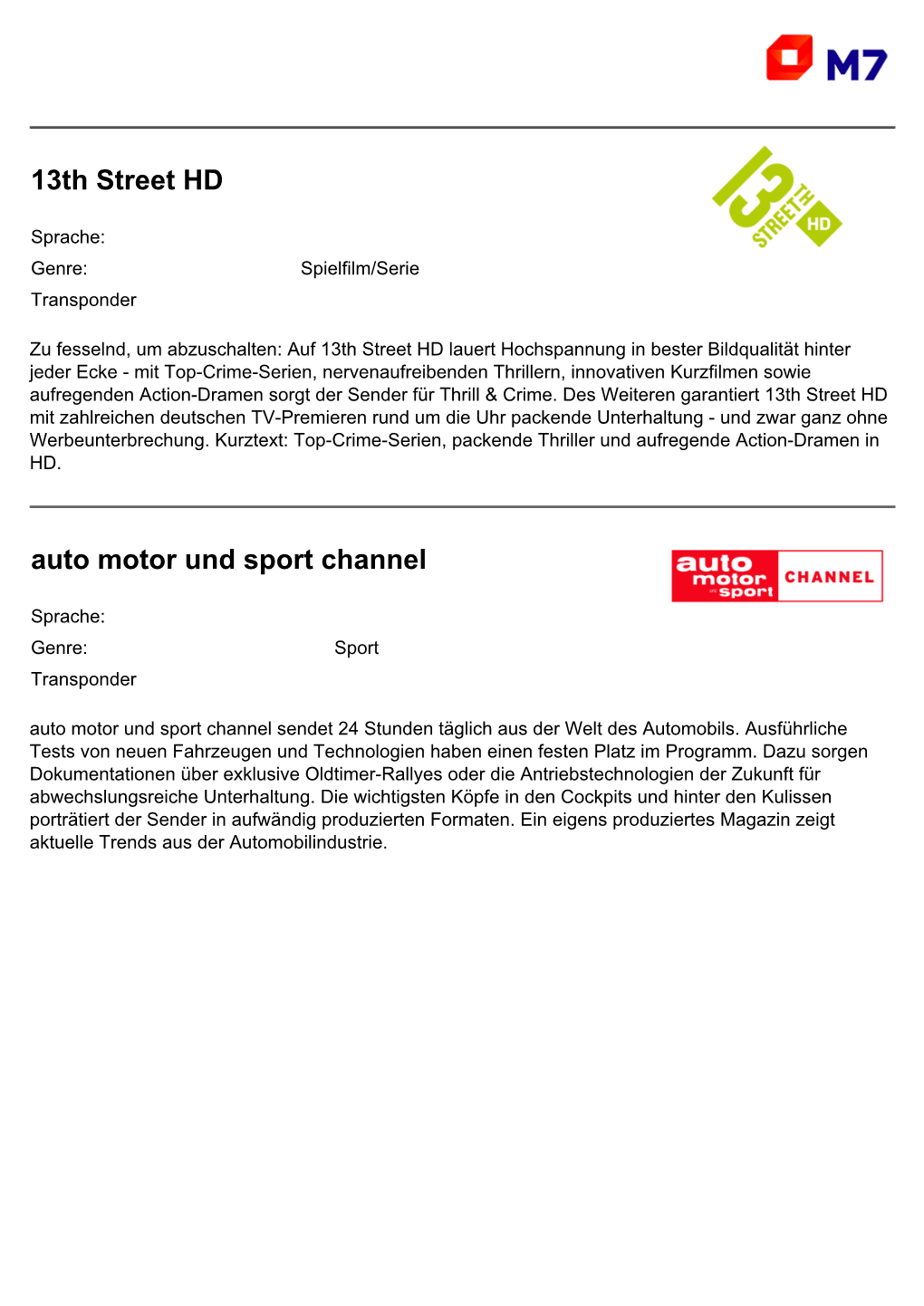 13Th Street HD Auto Motor Und Sport Channel