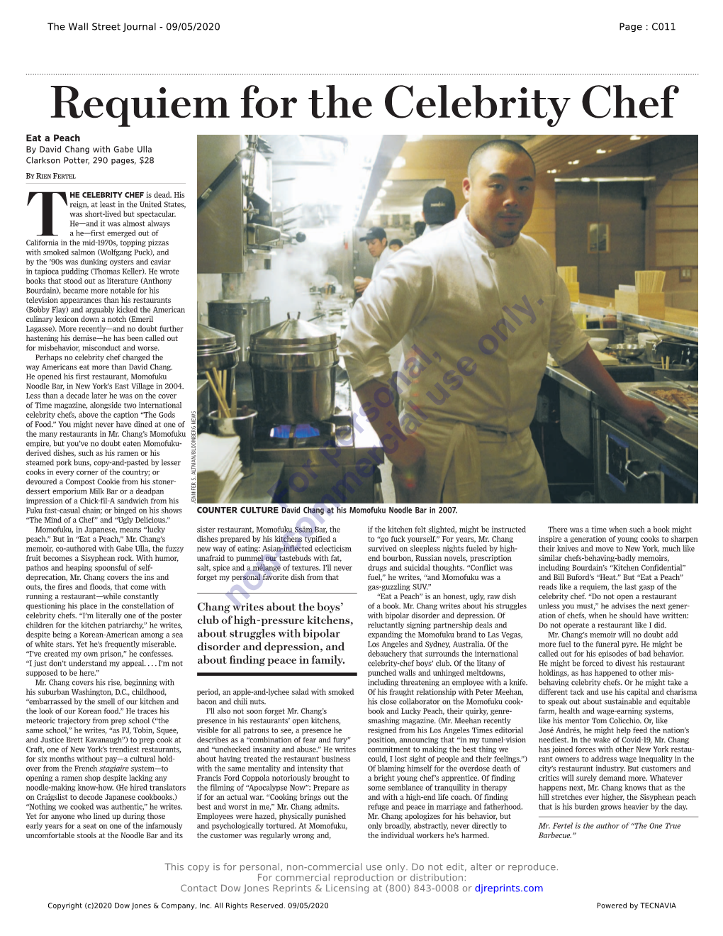 Requiem for the Celebrity Chef Eatapeach by David Chang with Gabe Ulla Clarkson Potter, 290 Pages, $28