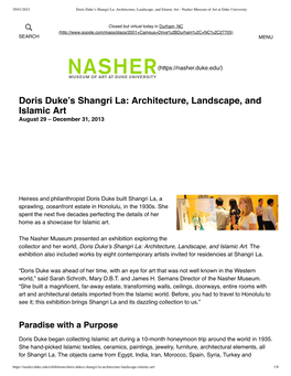 Doris Duke's Shangri La: Architecture, Landscape, and Islamic