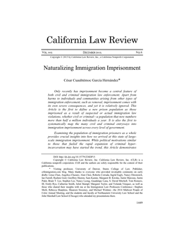 Naturalizing Immigration Imprisonment