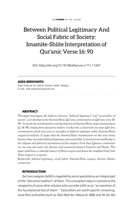 Imamite-Shiite Interpretation of Qur'anic Verse 16