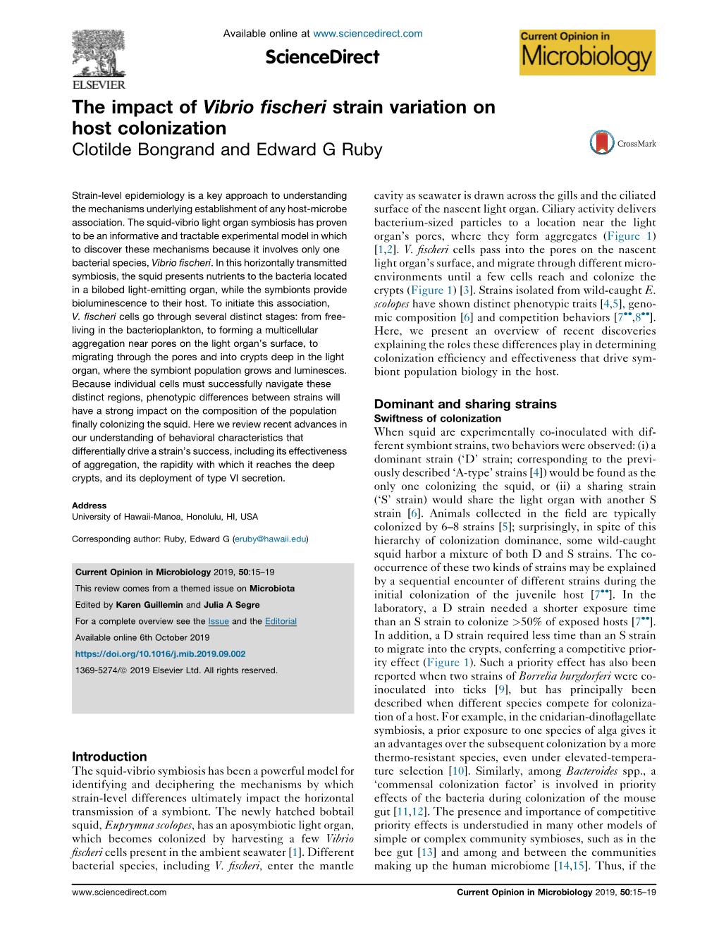 The Impact of Vibrio Fischeri Strain Variation on Host Colonization