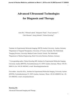 Advanced Ultrasound Technologies for Diagnosis and Therapy