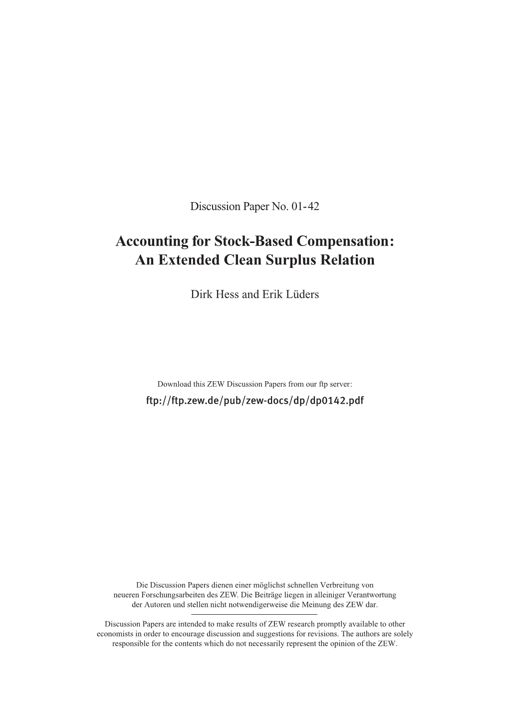 Accounting for Stock-Based Compensation: an Extended Clean Surplus Relation