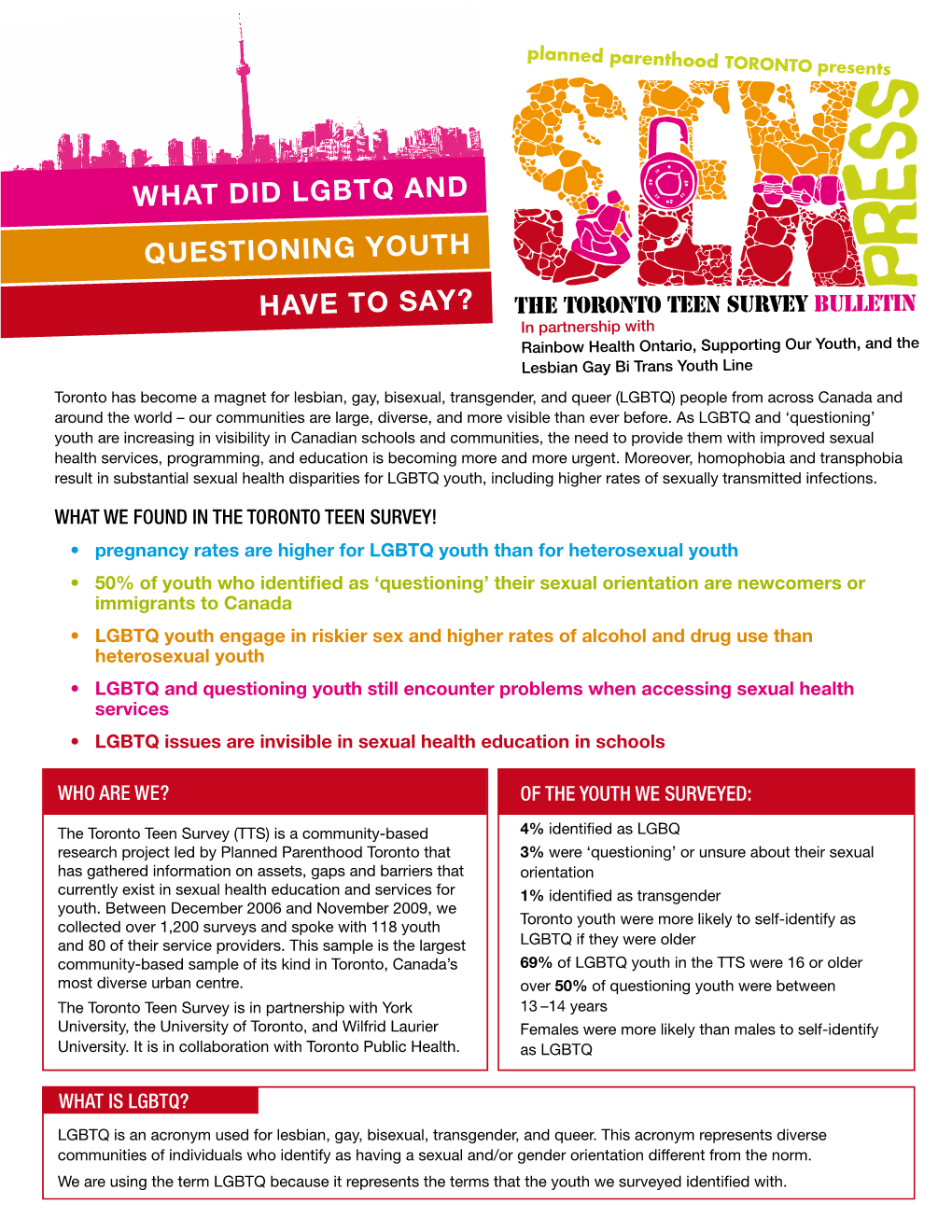 LGBTQ Youth, Including Higher Rates of Sexually Transmitted Infections