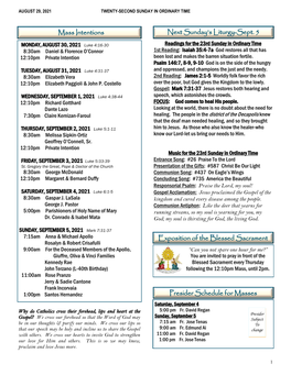 Next Sunday's Liturgy-May 9 Presider Schedule for Masses Mass