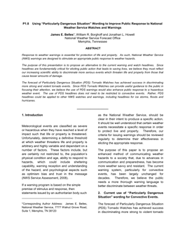 P1.8 Using “Particularly Dangerous Situation” Wording to Improve Public Response to National Weather Service Watches and Warnings