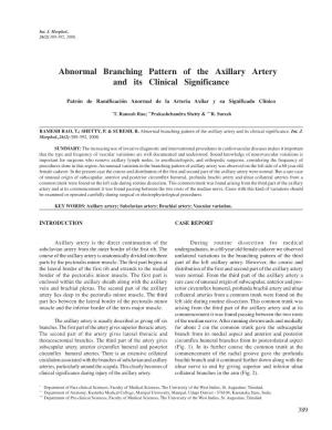 Abnormal Branching Pattern of the Axillary Artery and Its Clinical Significance