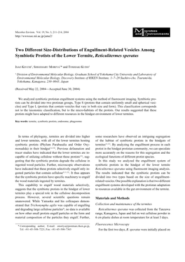 Two Different Size-Distributions of Engulfment-Related Vesicles Among Symbiotic Protists of the Lower Termite, Reticulitermes Speratus