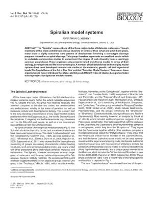 Spiralian Model Systems JONATHAN Q