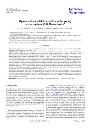 Dynamical Star-Disk Interaction in the Young Stellar System V354 Monocerotis