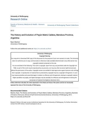 The History and Evolution of Payún Matrú Caldera, Mendoza Province, Argentina