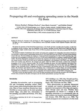 Propagating Rift and Overlapping Spreading Center in the North Fiji Basin