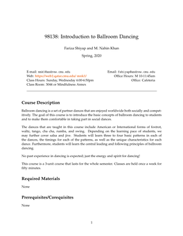 Introduction to Ballroom Dancing