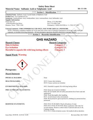 Sulfamic Acid Or Sulphamic Acid ID: C1-156
