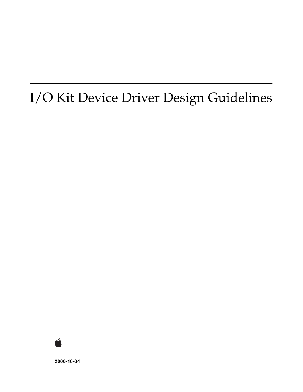 I/O Kit Device Driver Design Guidelines