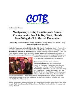 2014 Montgomery Gentry Headlines 6Th Annual Country on the Beach In