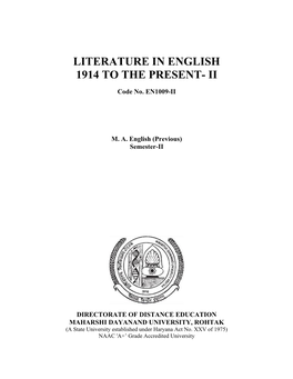 Literature in English 1914 to the Present- Ii