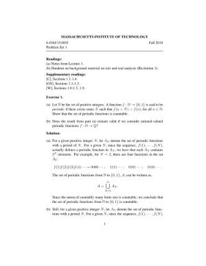 6.436J / 15.085J Fundamentals of Probability, Homework 1 Solutions