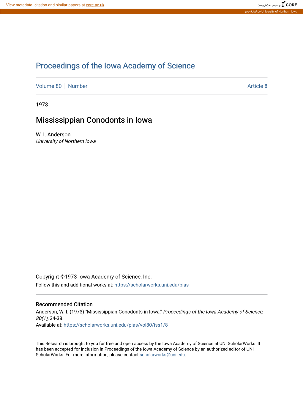 Mississippian Conodonts in Iowa