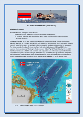Ice Drift Station FRAM-2014/15 Summary