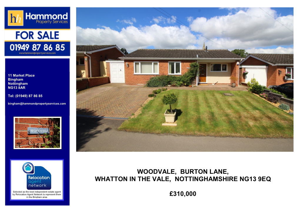 Woodvale, Burton Lane, Whatton in the Vale, Nottinghamshire Ng13 9Eq