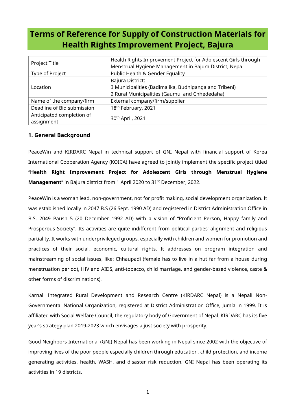 Supply of Construction Materials Health Rights