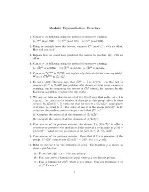 Modular Exponentiation: Exercises