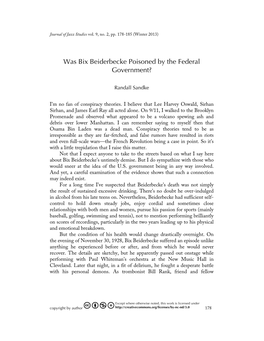 Was Bix Beiderbecke Poisoned by the Federal Government?