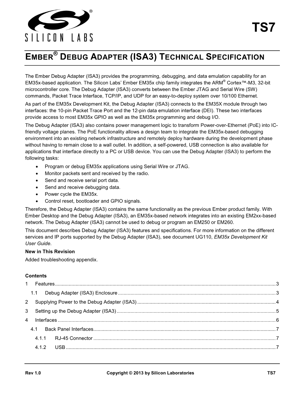 Ember Debug Adapter (Isa3) Technical Specification