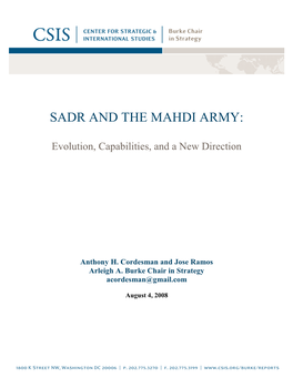 Sadr and the Mahdi Army