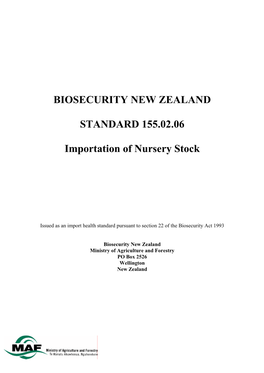 BIOSECURITY NEW ZEALAND STANDARD 155.02.06 Importation