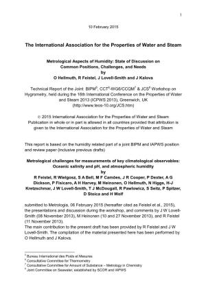 The International Association for the Properties of Water and Steam
