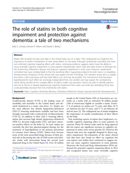 The Role of Statins in Both Cognitive Impairment and Protection Against Dementia: a Tale of Two Mechanisms Bob G