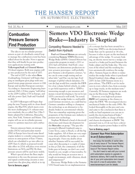 Siemens VDO Electronic Wedge Brake—Industry Is Skeptical