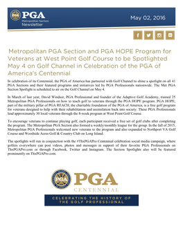 Metropolitan PGA Section and PGA HOPE Program for Veterans At