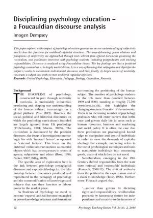 A Foucauldian Discourse Analysis Imogen Dempsey