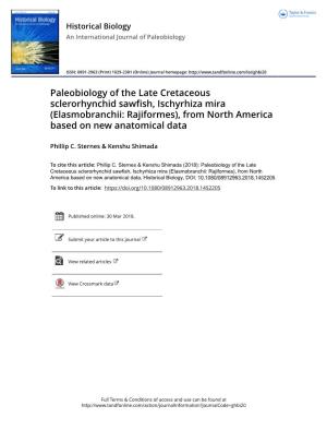 Paleobiology of the Late Cretaceous Sclerorhynchid Sawfish, Ischyrhiza Mira (Elasmobranchii: Rajiformes), from North America Based on New Anatomical Data