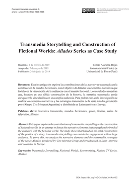 Transmedia Storytelling and Construction of Fictional Worlds: Aliados Series As Case Study