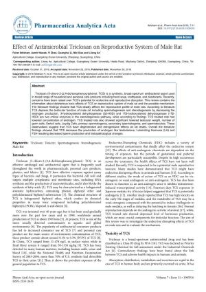 Effect of Antimicrobial Triclosan on Reproductive System of Male