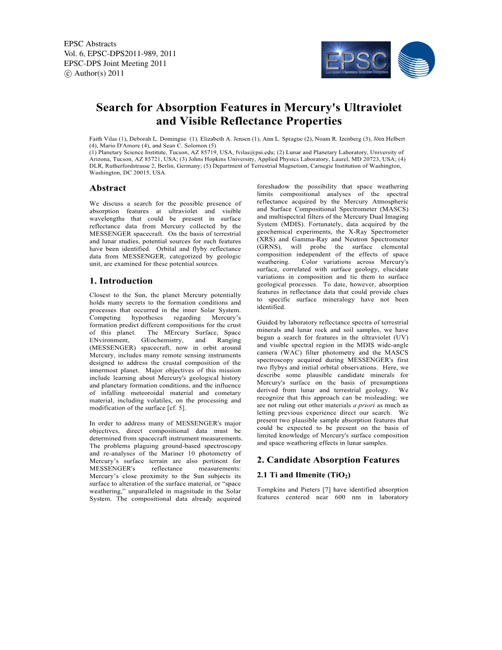 Search for Absorption Features in Mercury's Ultraviolet and Visible Reflectance Properties