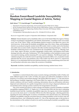 Random Forest-Based Landslide Susceptibility Mapping in Coastal Regions of Artvin, Turkey
