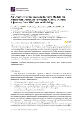 An Overview of in Vivo and in Vitro Models for Autosomal Dominant Polycystic Kidney Disease: a Journey from 3D-Cysts to Mini-Pigs