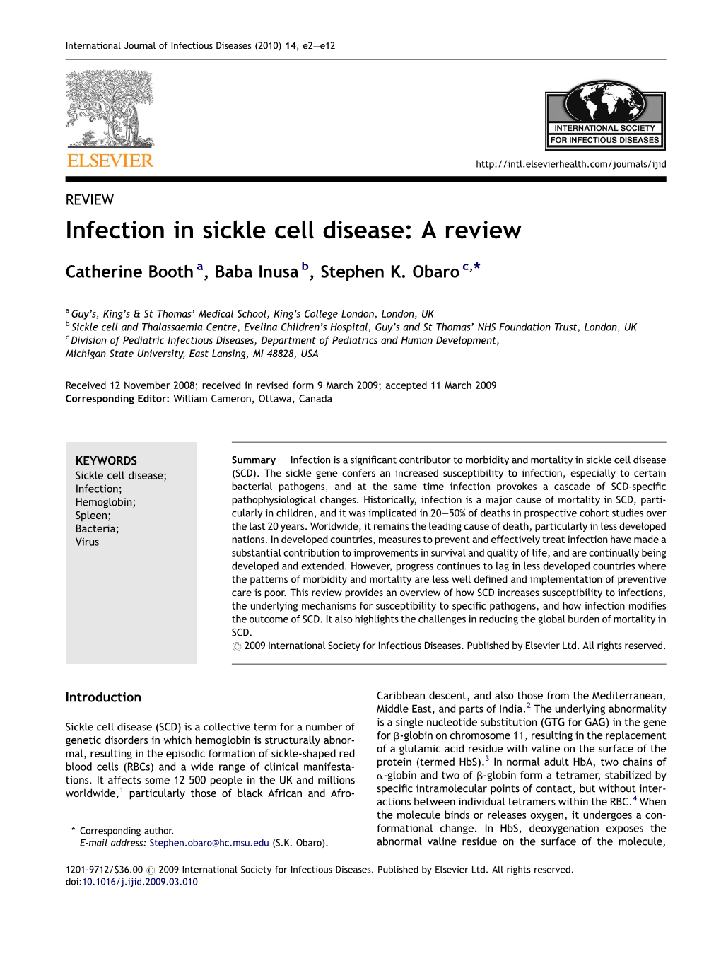 Infection in Sickle Cell Disease: a Review