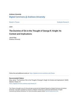 The Doctrine of Sin in the Thought of George R. Knight: Its Context and Implications
