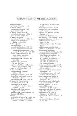 Of Selected Amoraim/Saboraim