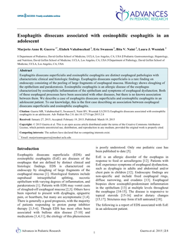 Esophagitis Dissecans Associated with Eosinophilic Esophagitis in an Adolescent