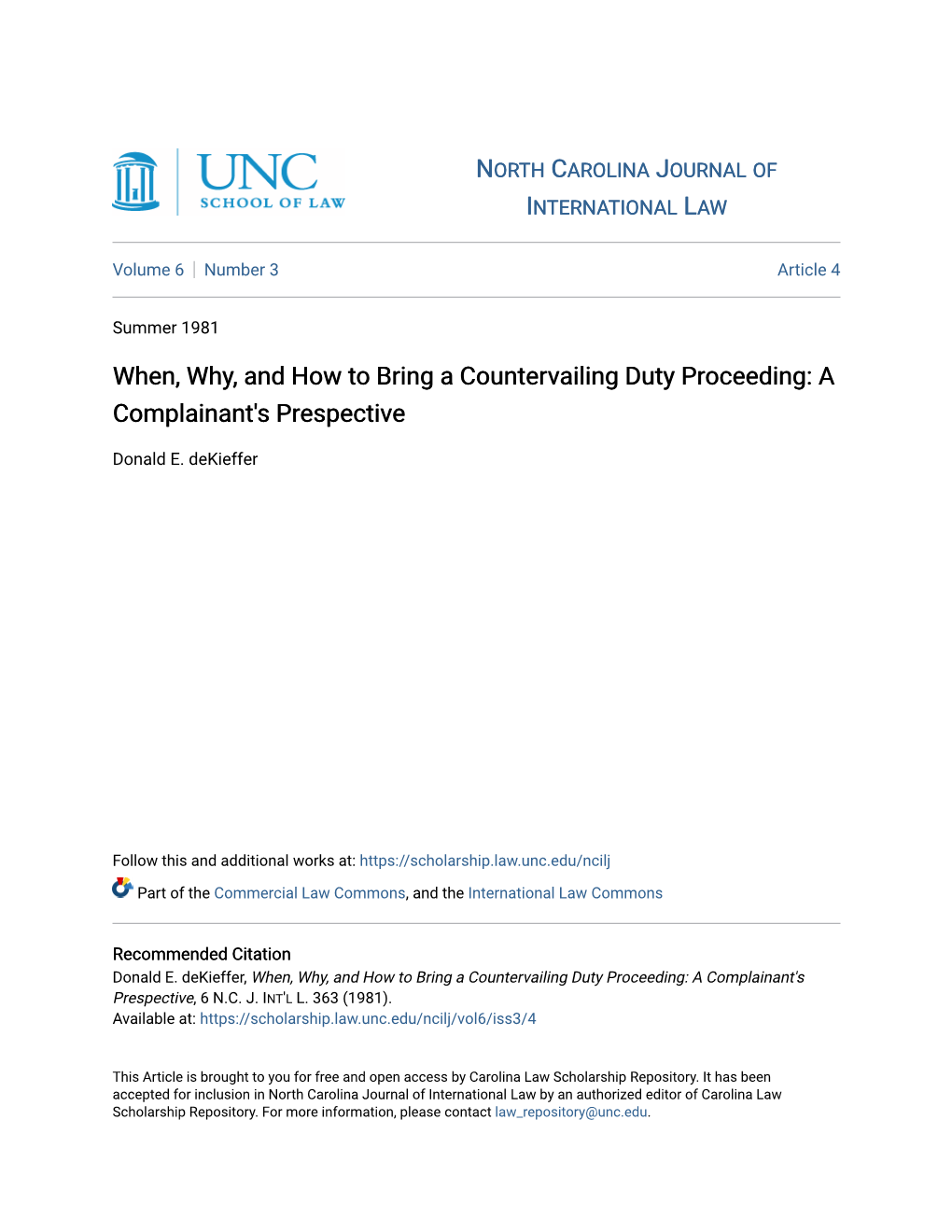 When, Why, and How to Bring a Countervailing Duty Proceeding: a Complainant's Prespective