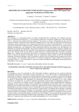 KINETOPLAST ULTRASTRUCTURE of FIVE Trypanosoma Evansi and Trypanosoma Equiperdum VENEZUELAN ISOLATES